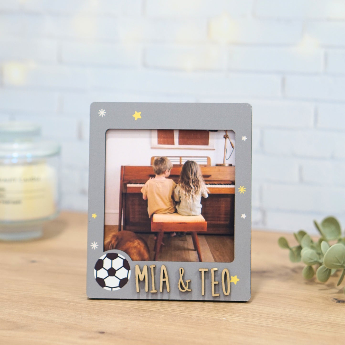 Personalized wooden photo frame "clamp"